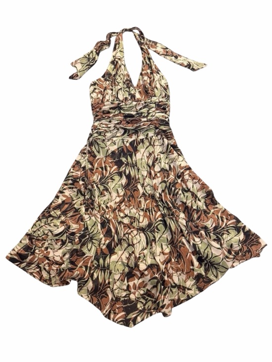 Donna Ricco Dresses & Skirts - Donna Ricco Silk Halter Midi Dress 4 Ruched Floral Chiffon Boho